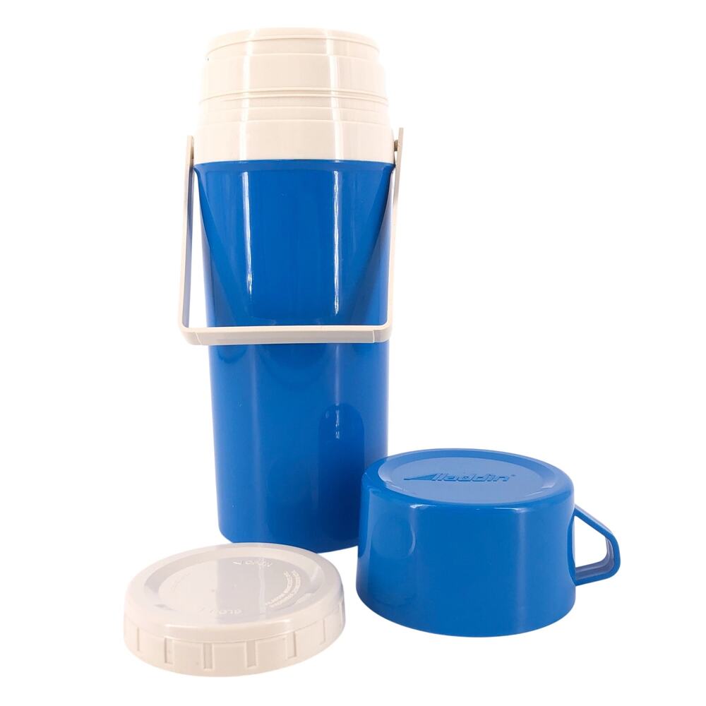 80s blue Aladdin Thermos 1 liter bail handle 1980s vintage